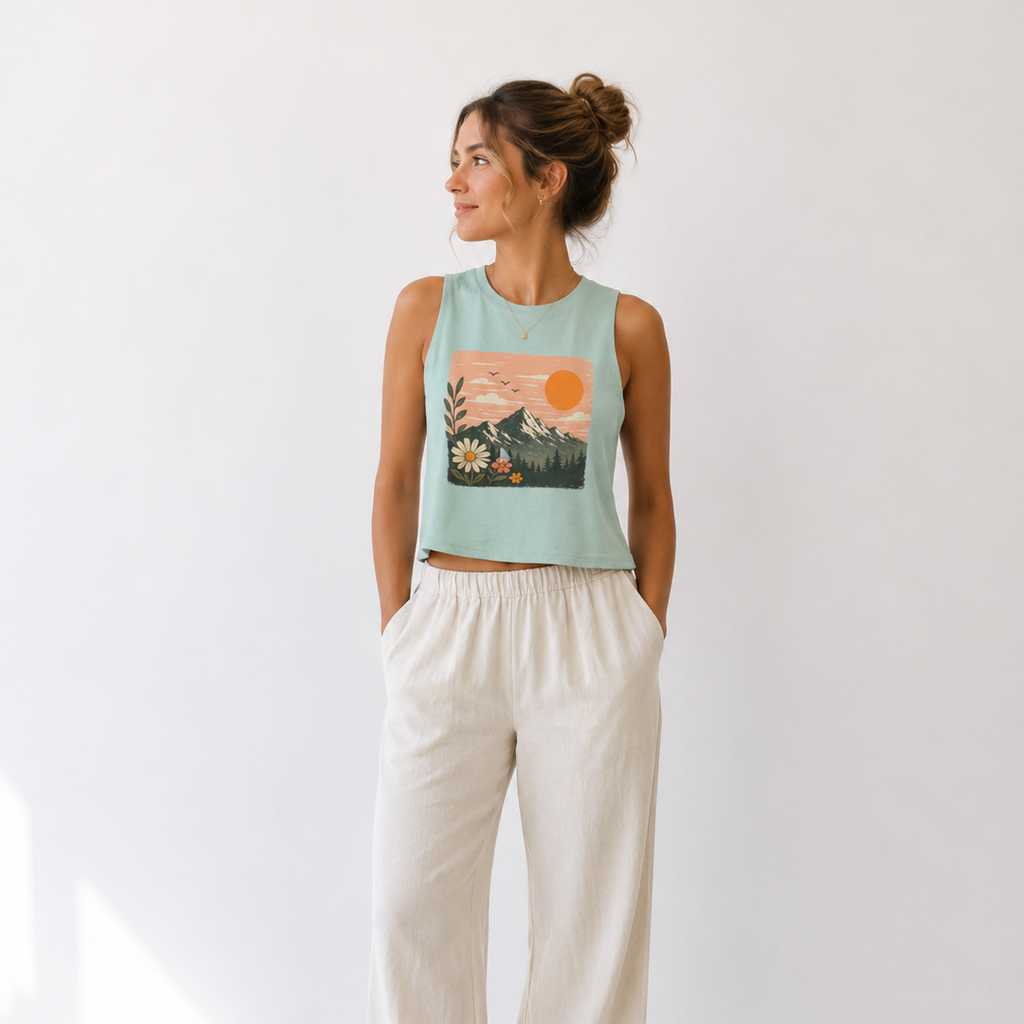 Alpine Sunset Women's Racerback Cropped Tank