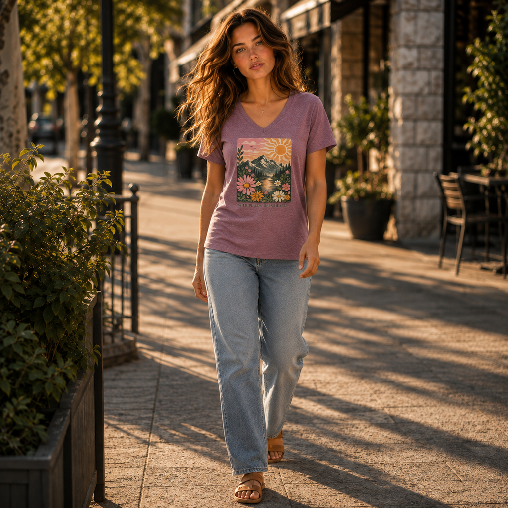 Alpine Sunset Women's V-Neck T-Shirt